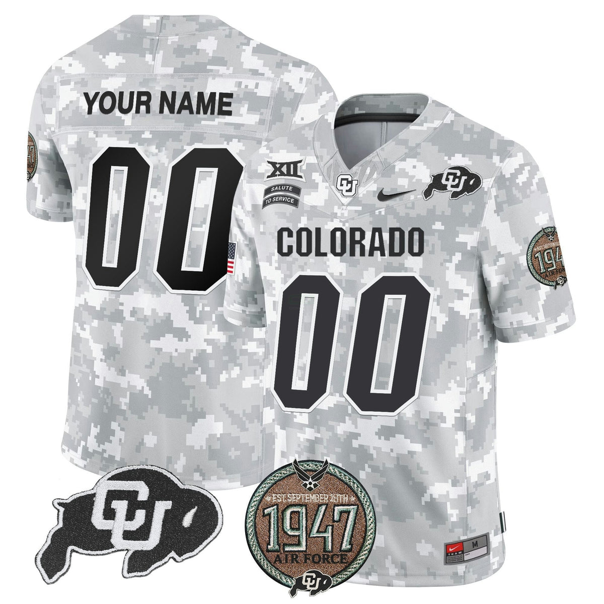 NCAA Colorado Buffaloes 2024 Salute to Service Establishment Year Patch Vapor Limited Jersey - Custom