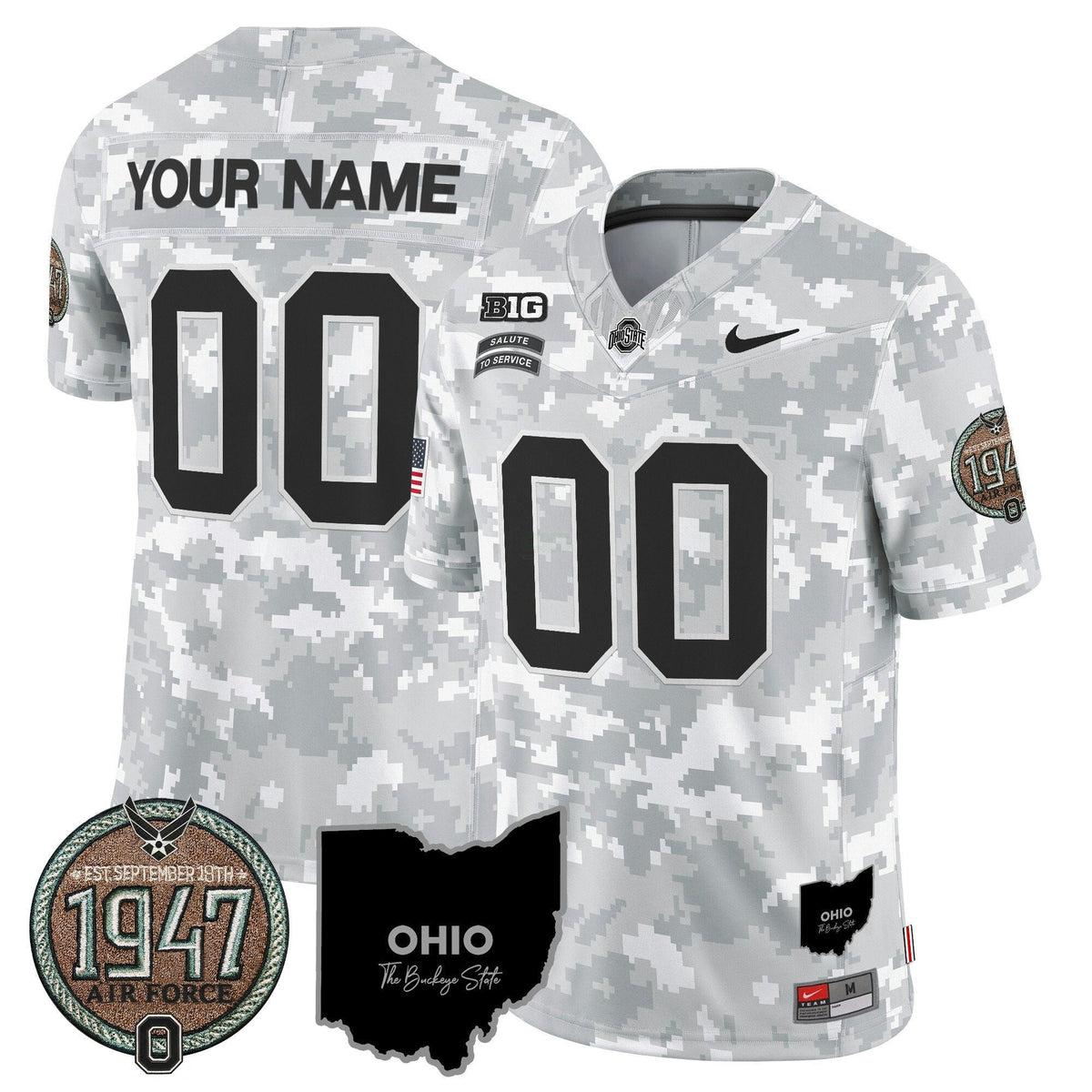 NCAA Ohio State Buckeyes 2024 Salute to Service Establishment Year Patch Vapor Limited Jersey - Custom