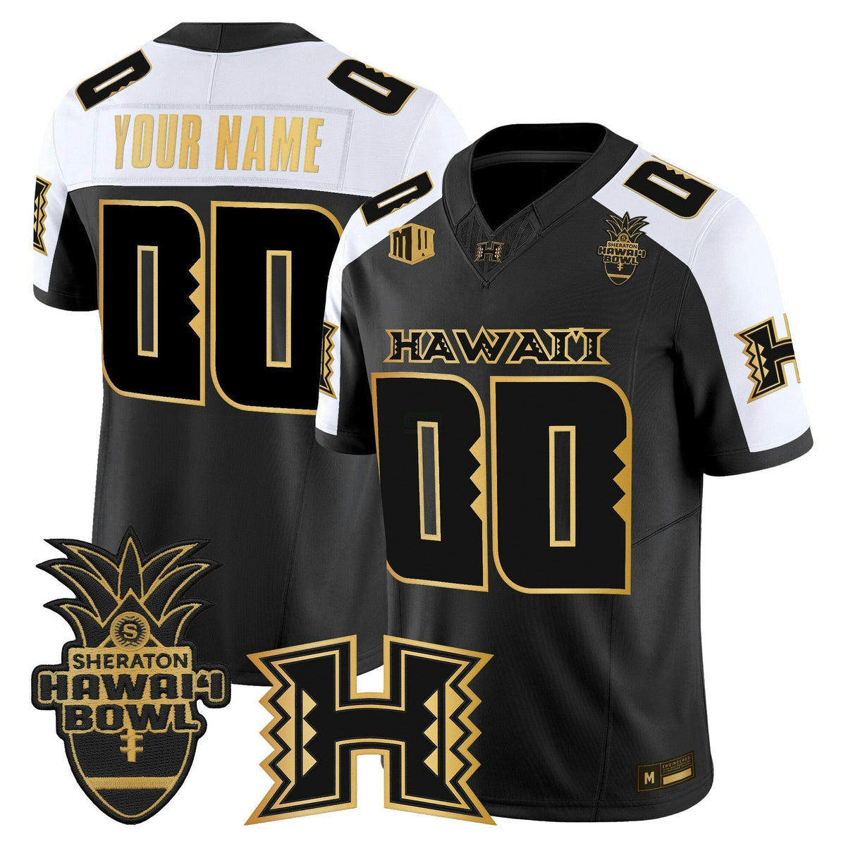 NCAA Hawaii Rainbow Warriors 2025 Hawai'i Bowl Gold Vapor Limited Jersey - Custom