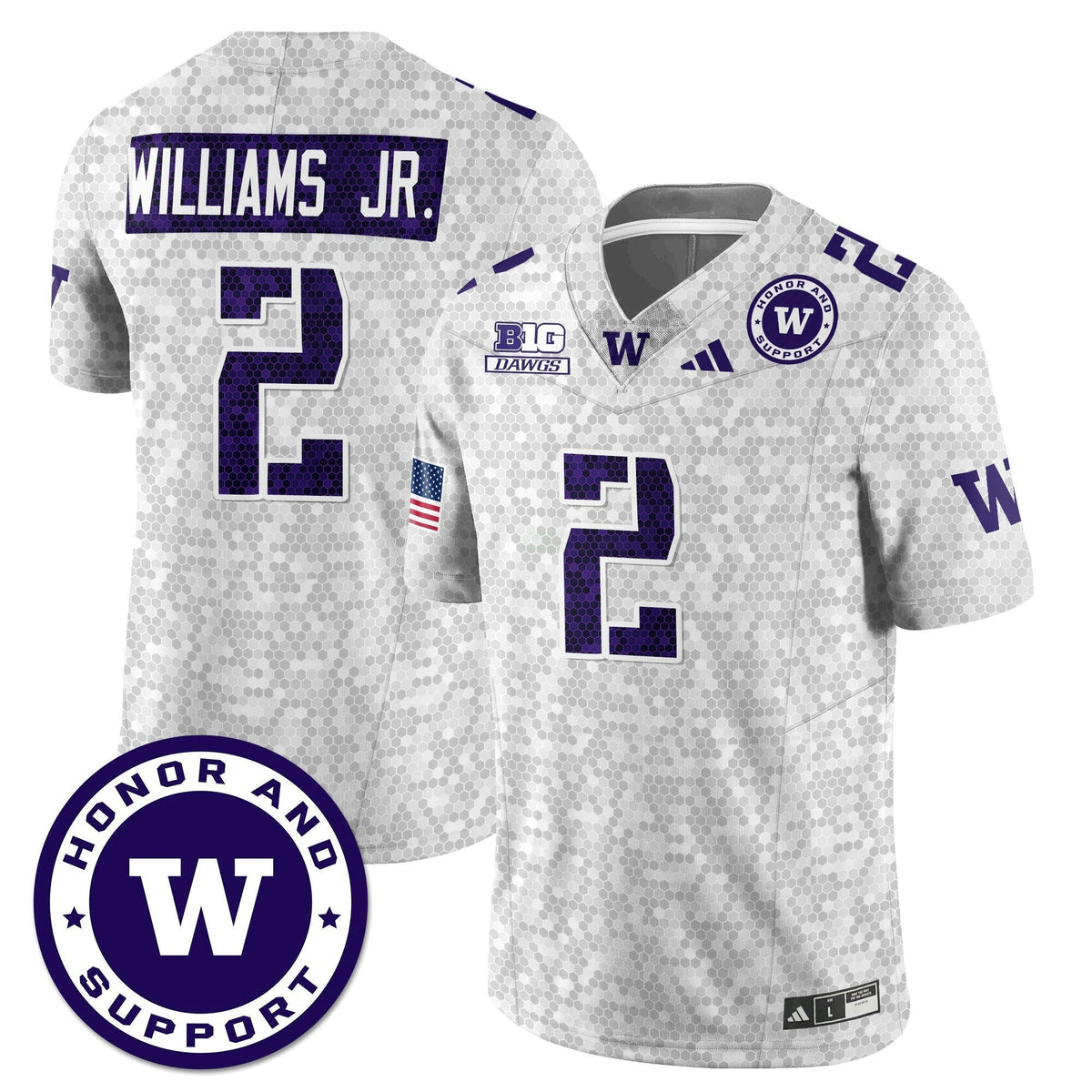Jersey NCAA Washington Huskies Football Honor and Support Uniform