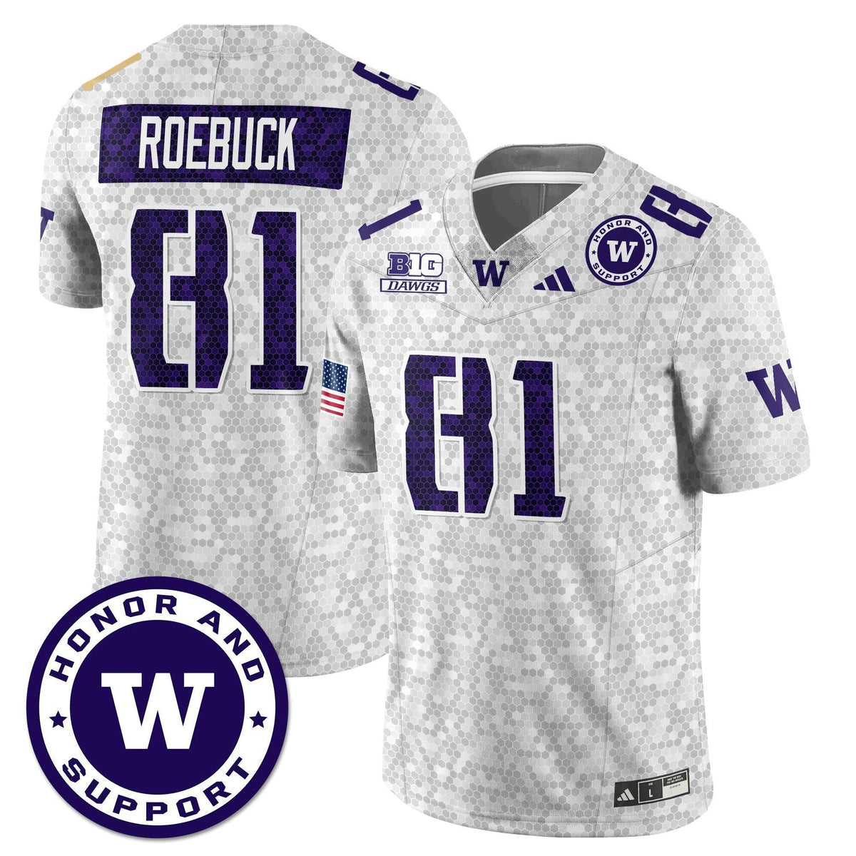Jersey NCAA Washington Huskies Football Honor and Support Uniform