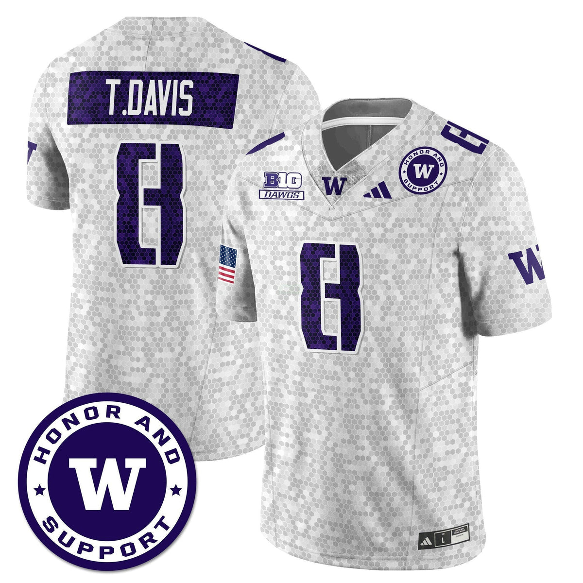 Jersey NCAA Washington Huskies Football Honor and Support Uniform