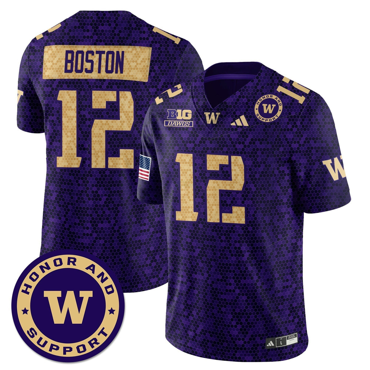 Jersey NCAA Washington Huskies Football Honor and Support Uniform