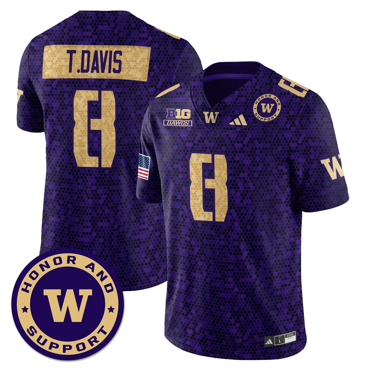 Jersey NCAA Washington Huskies Football Honor and Support Uniform