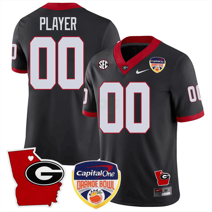 NCAA Georgia State Map & Orange Bowl Patch Jersey - Custom