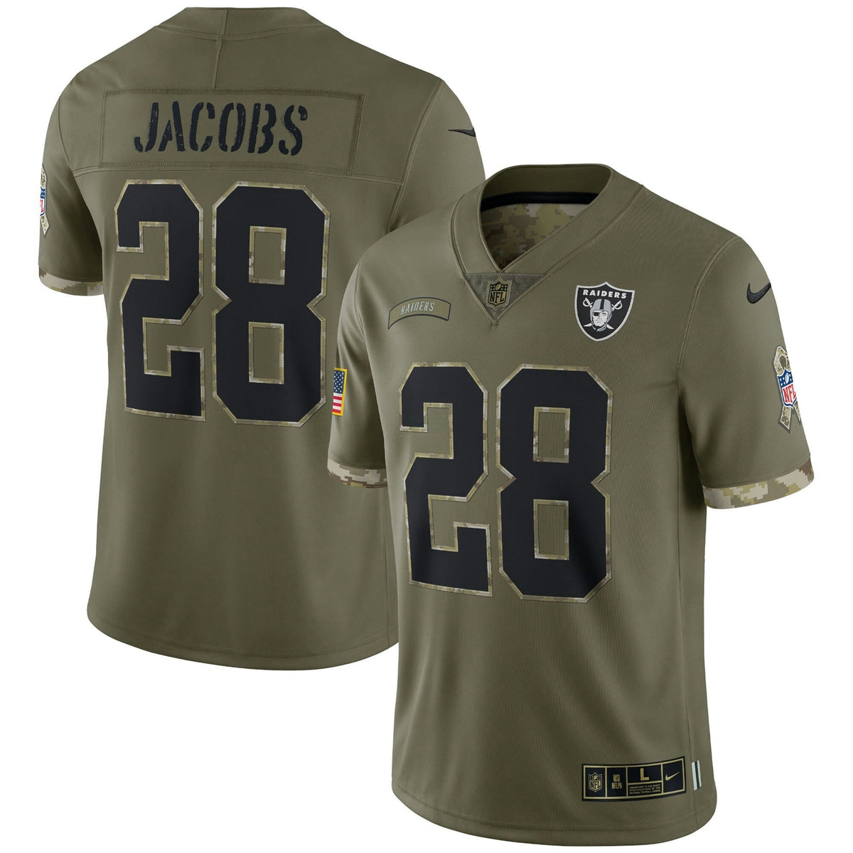 Jersey NFL Las Vegas Raiders 2022 Salute To Service Retired Player Limited – Olive