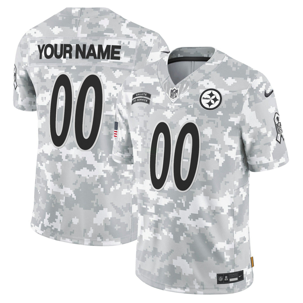 NFL Pittsburgh Steelers 2024 Salute to Service Vapor Limited Jersey – Arctic Camo - Custom