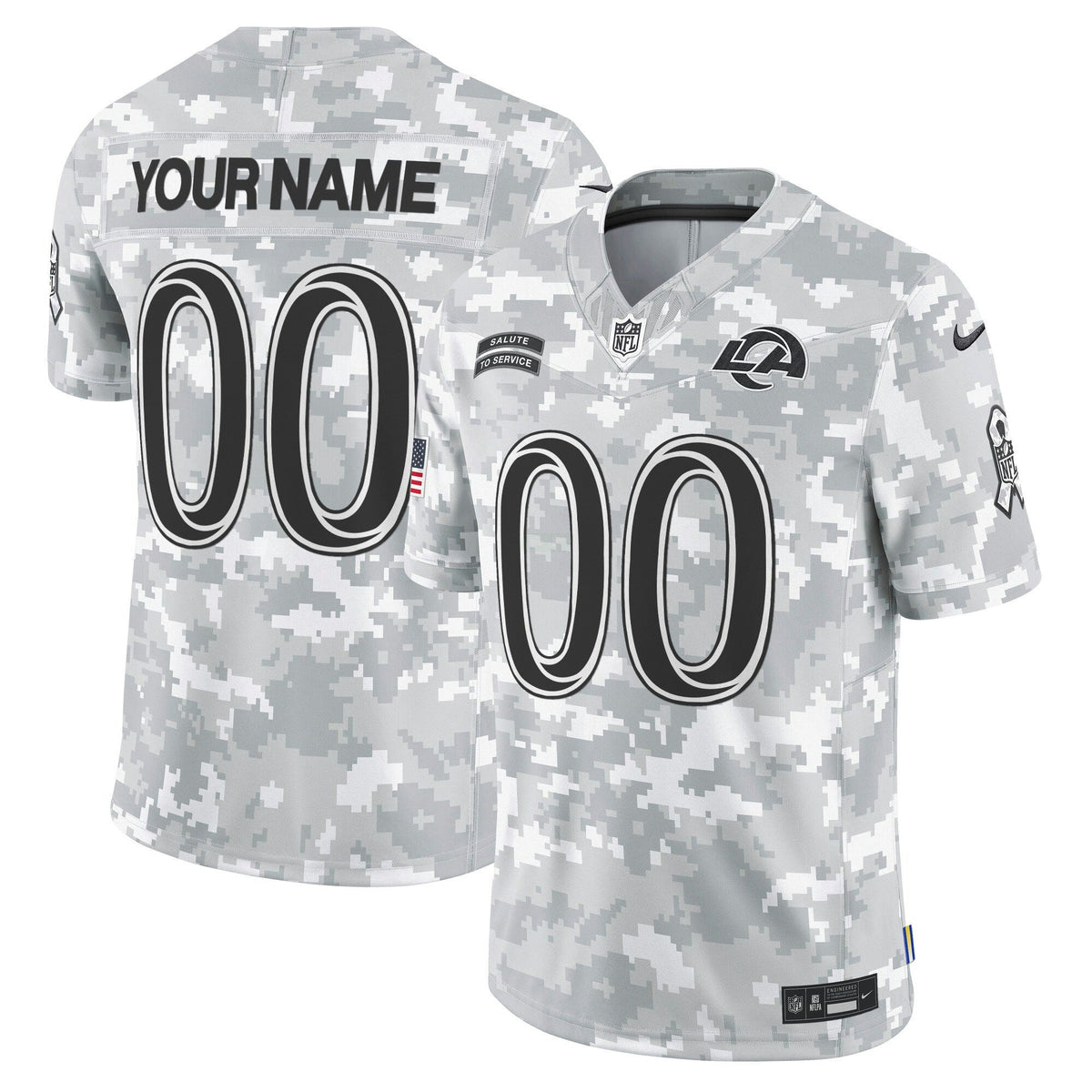 NFL Los Angeles Rams 2024 Salute to Service Vapor Limited Jersey – Arctic Camo - Custom