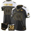 NFL #32 Jim Brown Memorial & Home Patch Gold Jersey