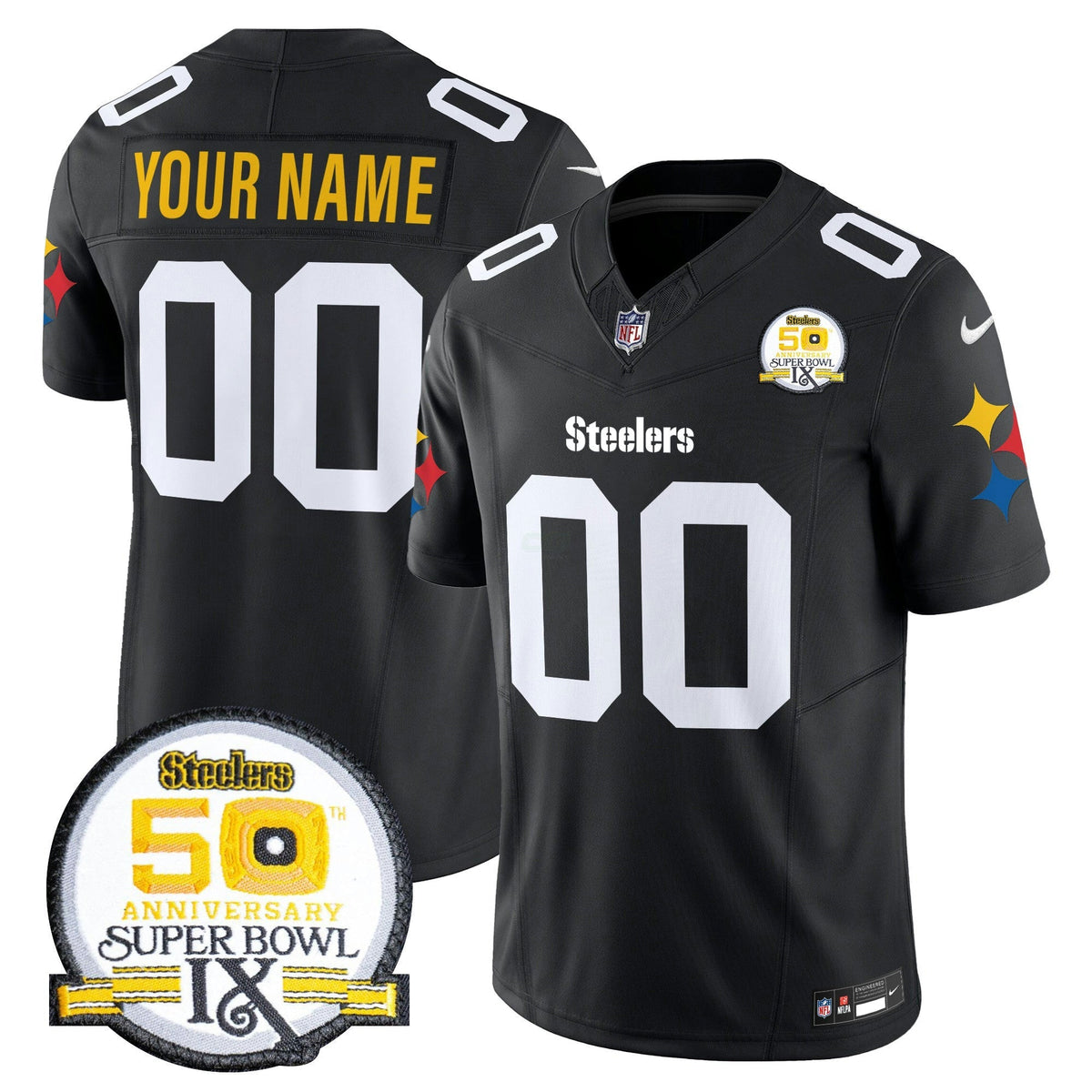 NFL 50th Anniversary Of Super Bowl IX Patch Vapor Limited Jersey V2
