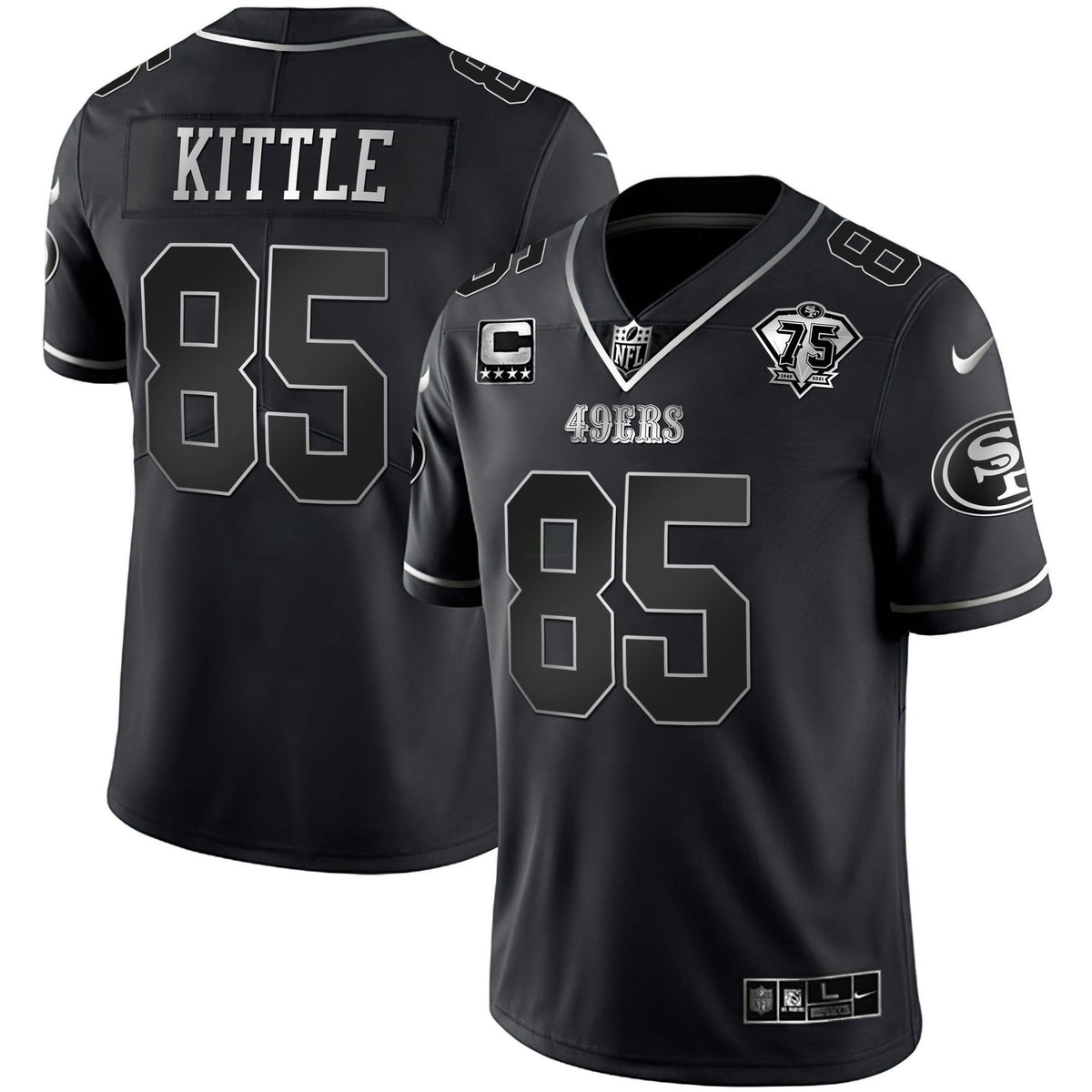 Jersey NFL 75th Anniversary Patch Black Silver Limited