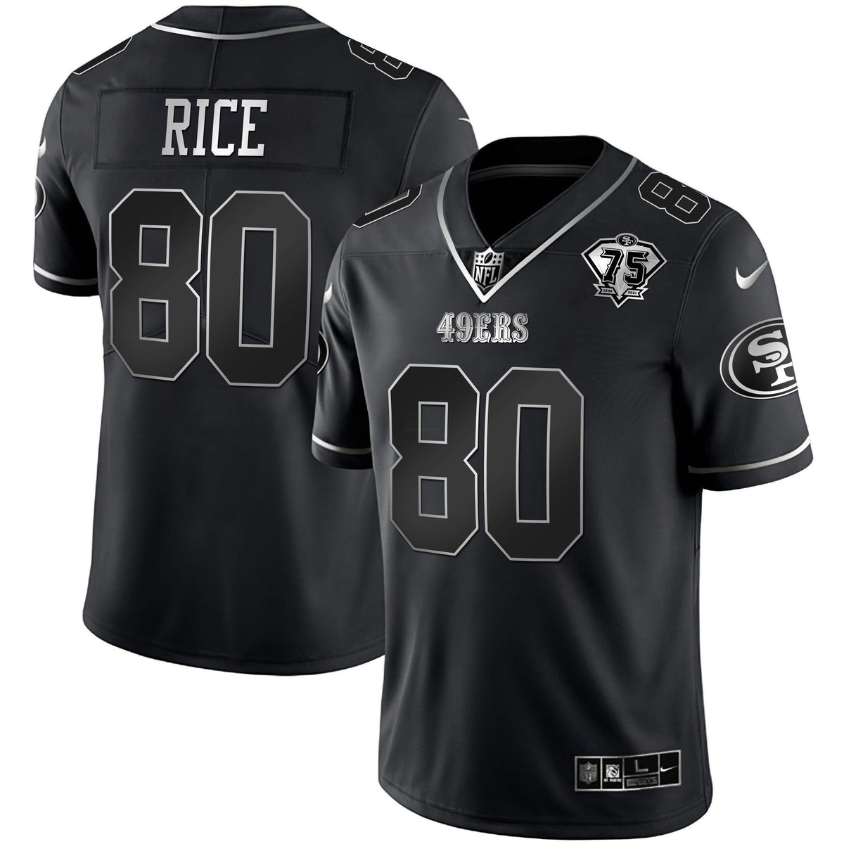 Jersey NFL 75th Anniversary Patch Black Silver Limited