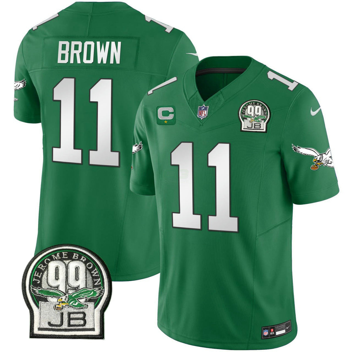 NFL A.J. Marrom Philadelphia Kelly Green Jerome Brown Patch Jersey