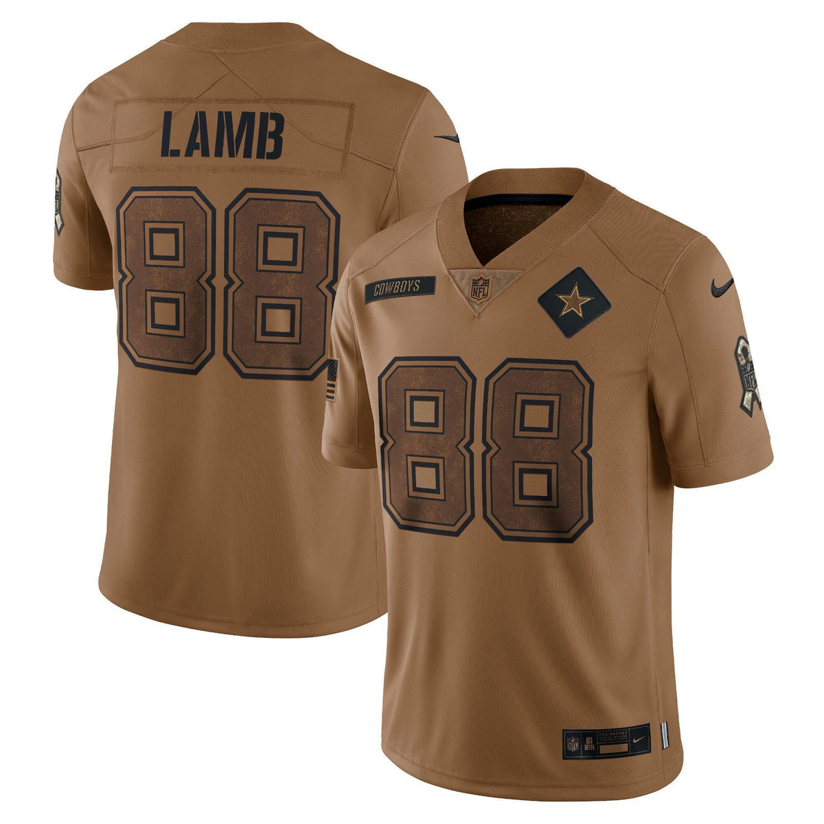 NFL CeeDee Lamb Dallas Salute To Service Marrom Jersey - Marrom