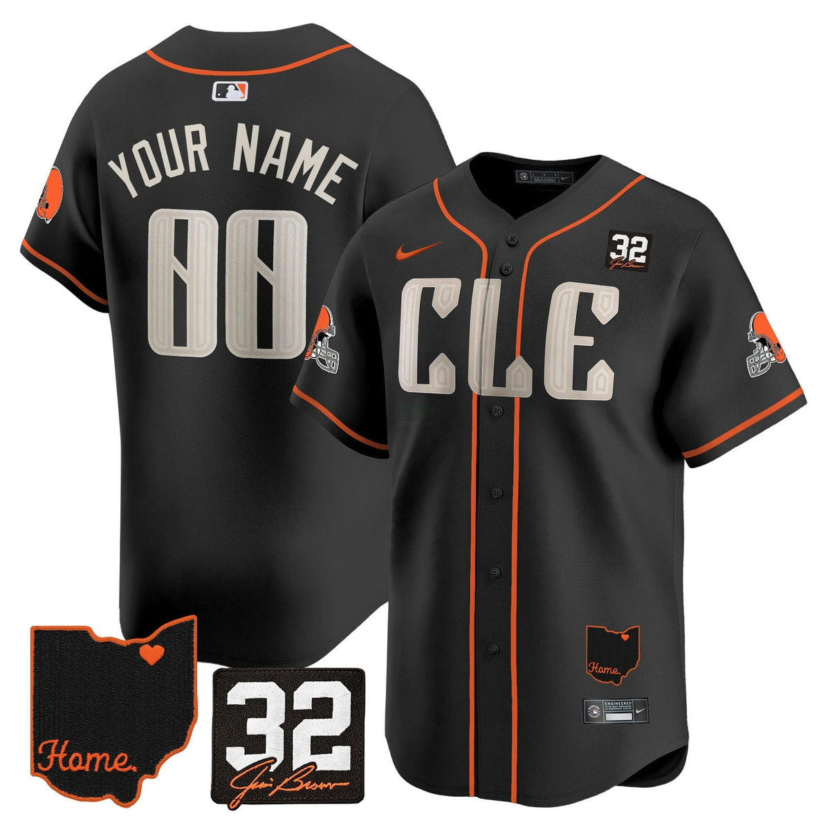 NFL Cleveland 2025 Jim Brown Memorial & Home Patch Vapor Premier Limited Jersey