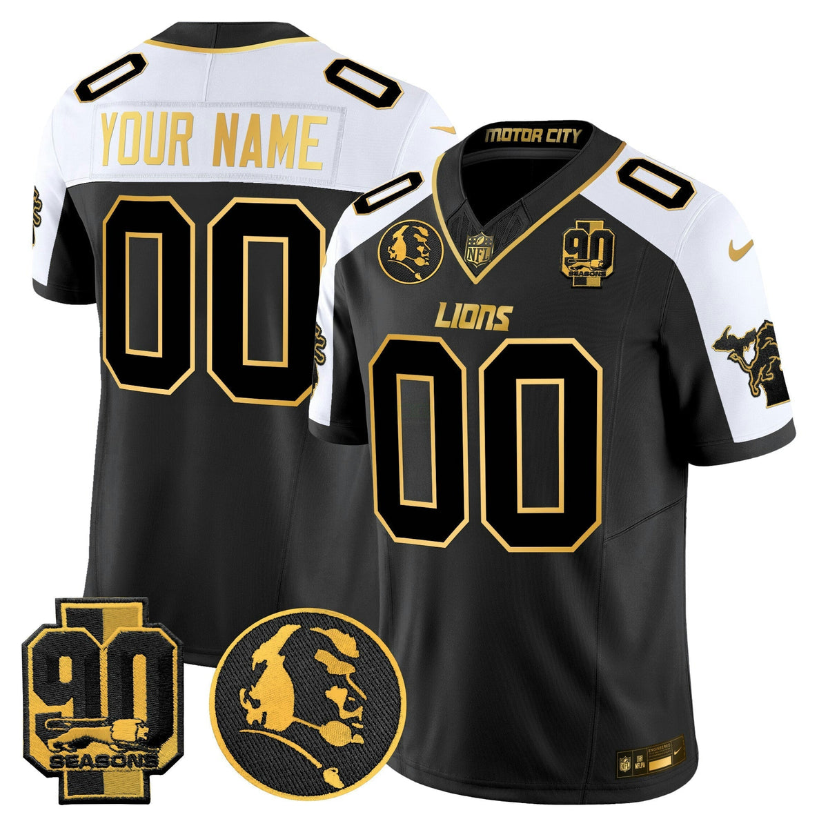 NFL Detroit 2024 90th & John Madden Patch Gold Vapor Limited Jersey