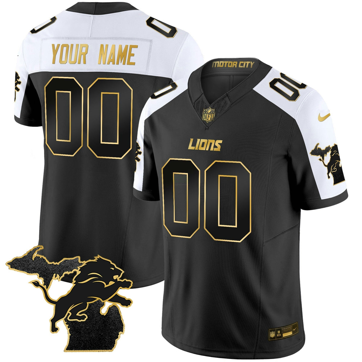 NFL Detroit 2024 Michigan Patch Gold Vapor Jersey