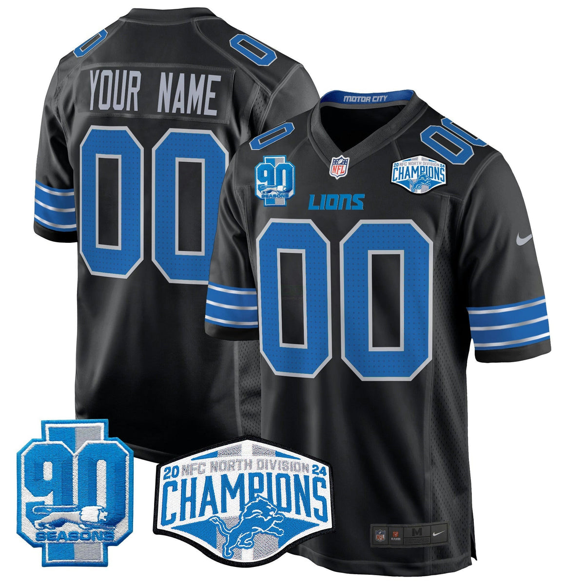 NFL Detroit 2024 NFC North Division Champions Patch Game Jersey