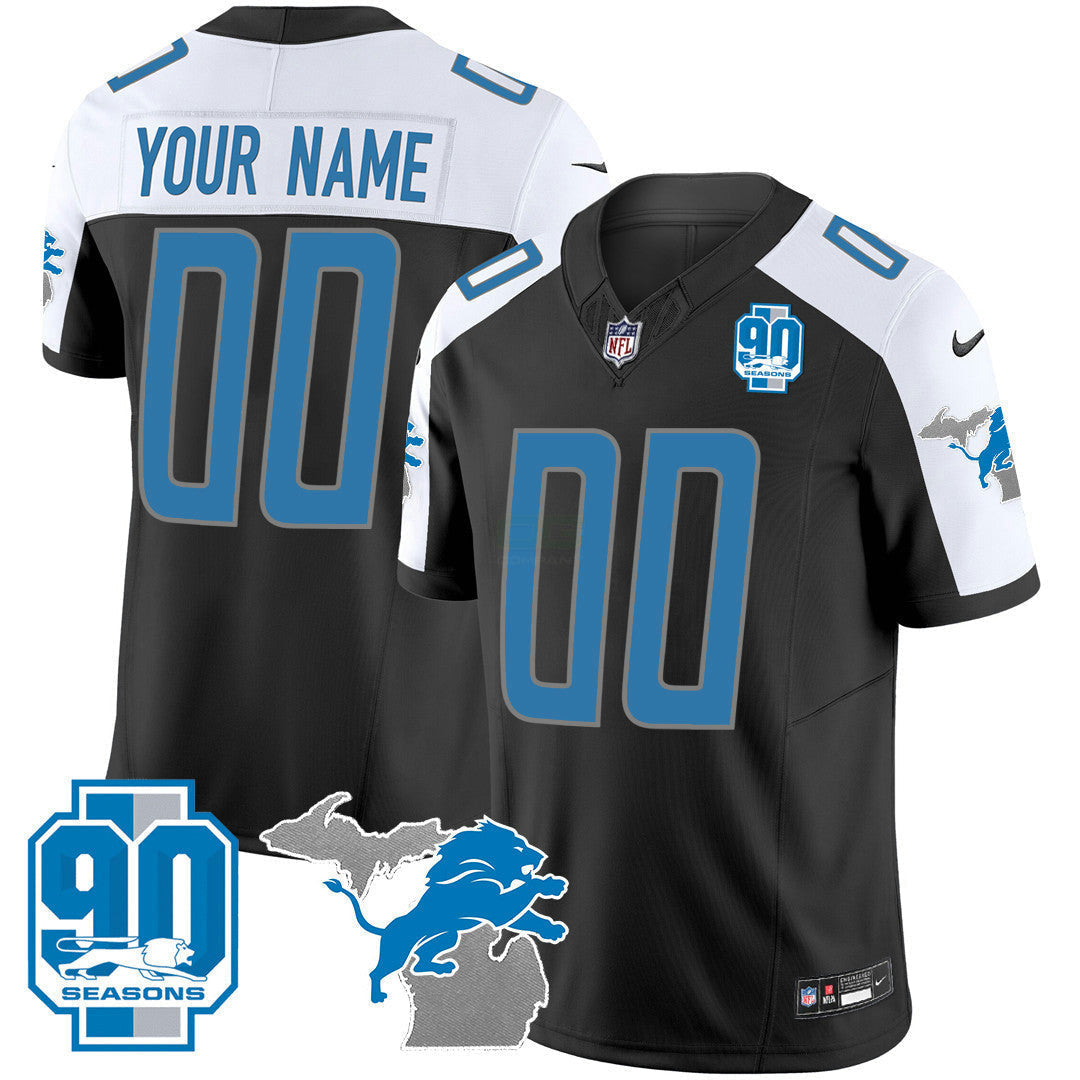 NFL Detroit 90th Year & Michigan Patch Custom Vapor Jersey
