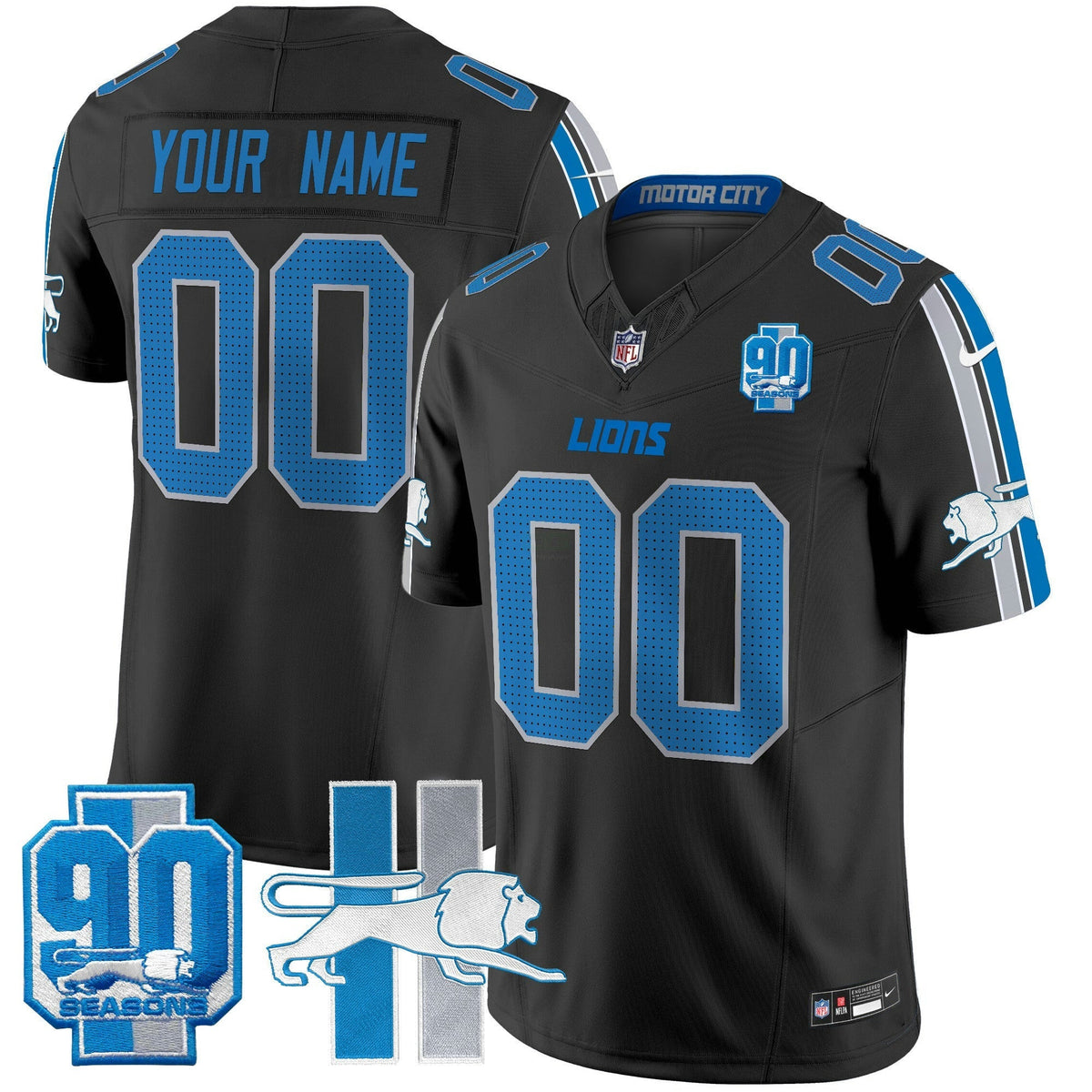 NFL Detroit Throwback 90th Year Patch Vapor Limited Jersey