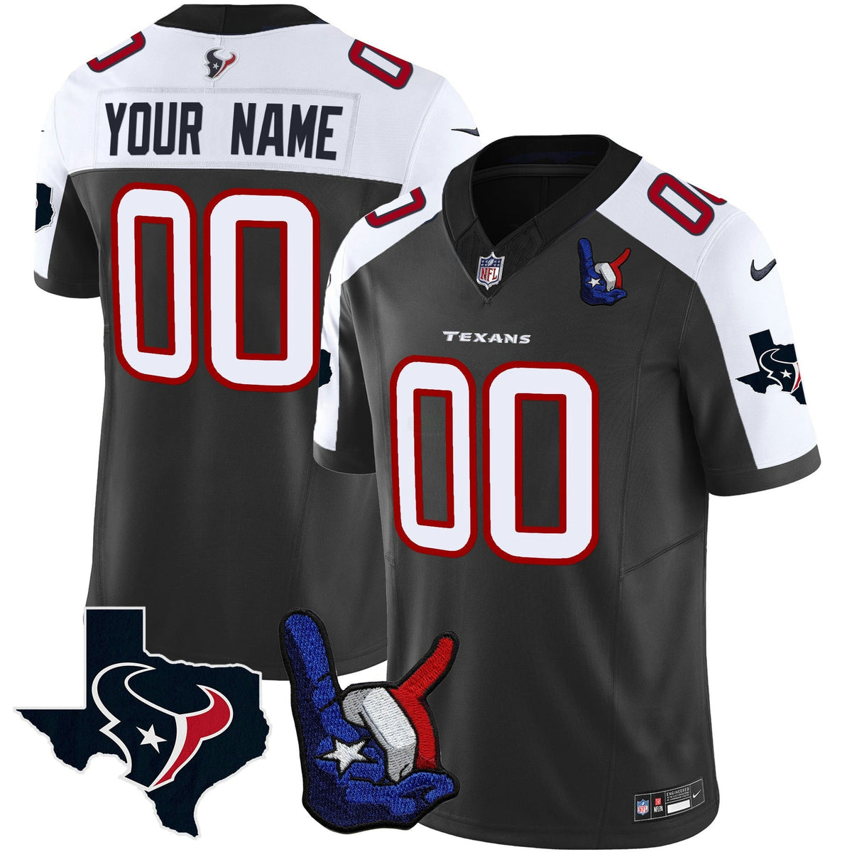 NFL Houston Hand Sign Throwing Up The H Vapor Jersey