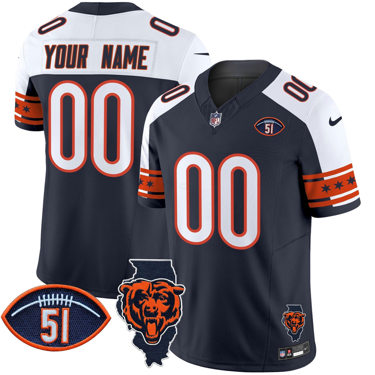 NFL Illinois & Dick Butkus Patch Vapor Limited Jersey