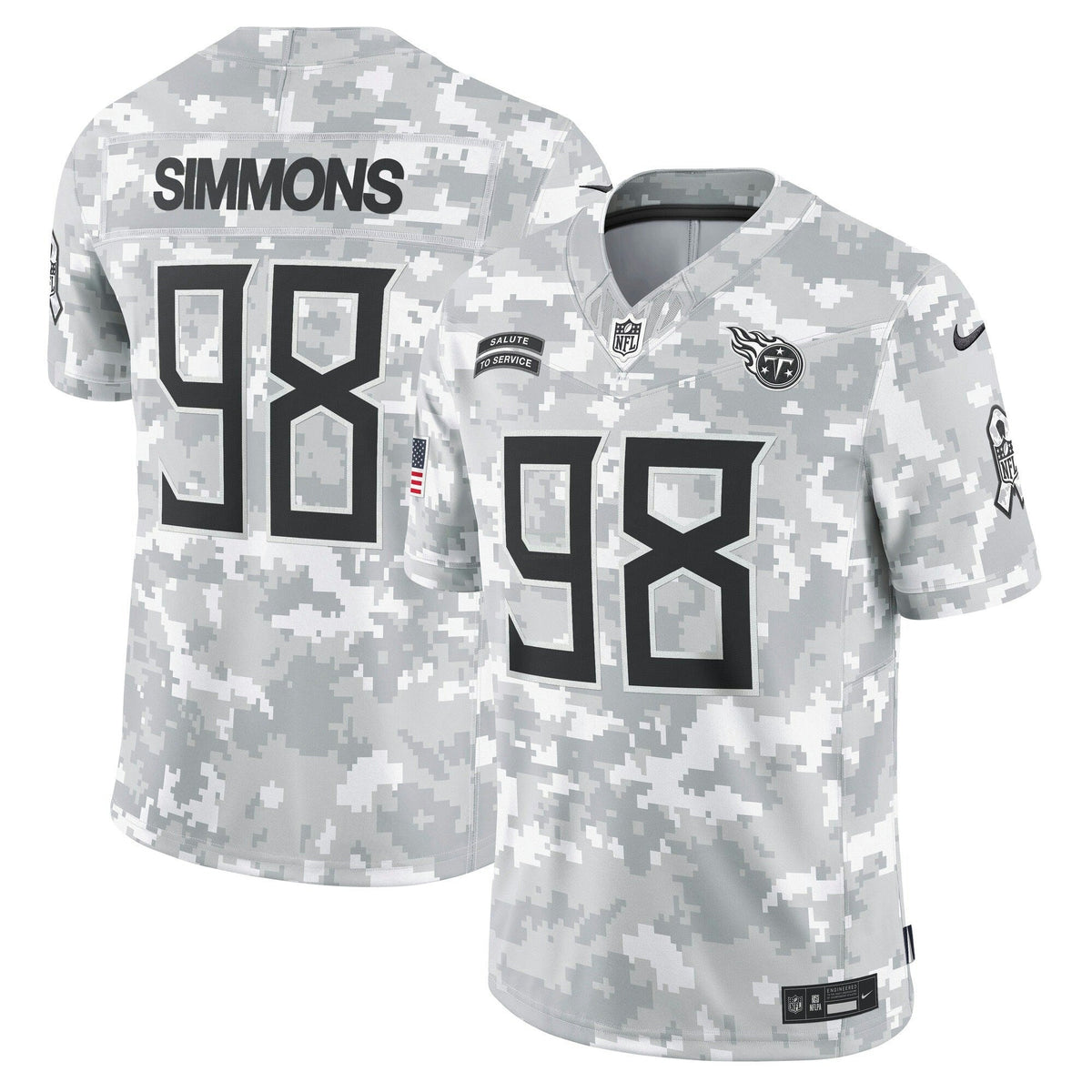 NFL Jeffery Simmons Tennessee 2024 Salute to Service Vapor Limited Jersey – Arctic Camo - Arctic Camo