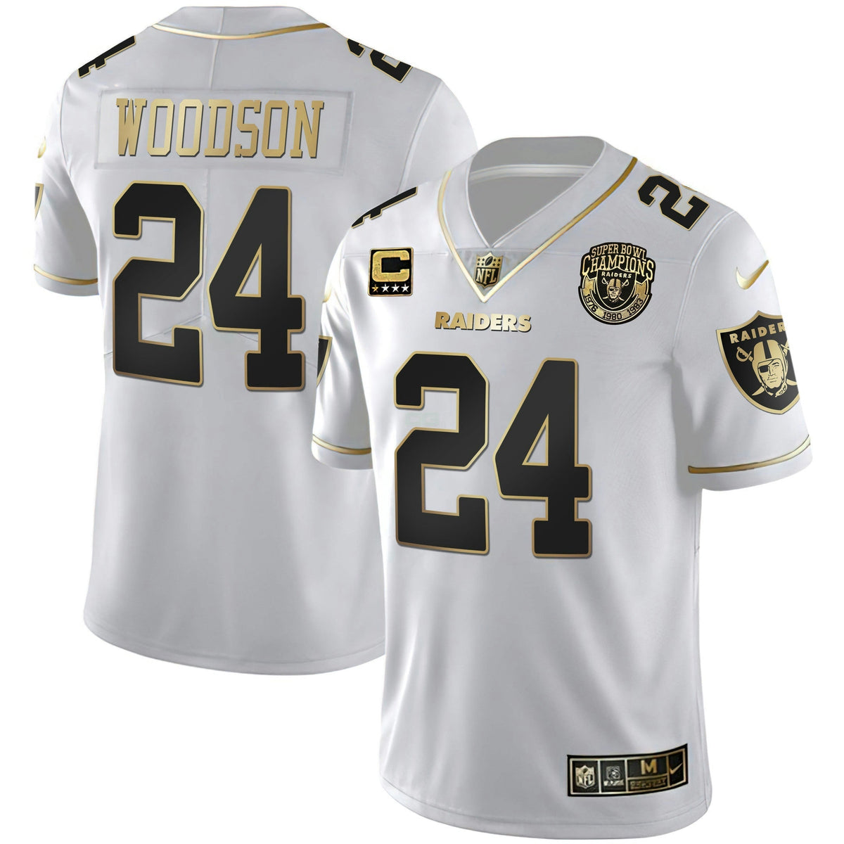 Jersey NFL Men’s 1976 – 1980 – 1983 Super Bowl Champions Patch White Gold and Black Gold