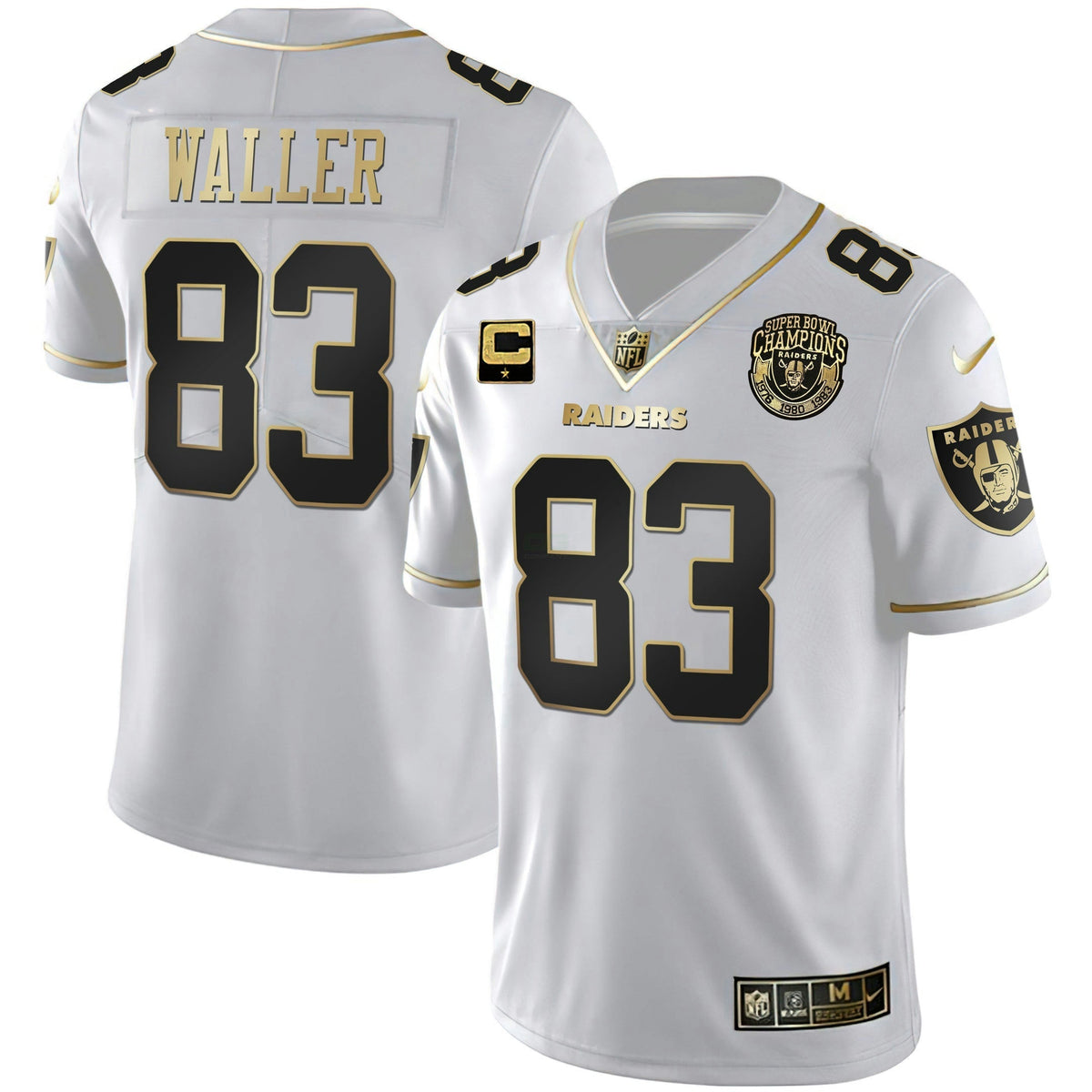 Jersey NFL Men’s 1976 – 1980 – 1983 Super Bowl Champions Patch White Gold and Black Gold