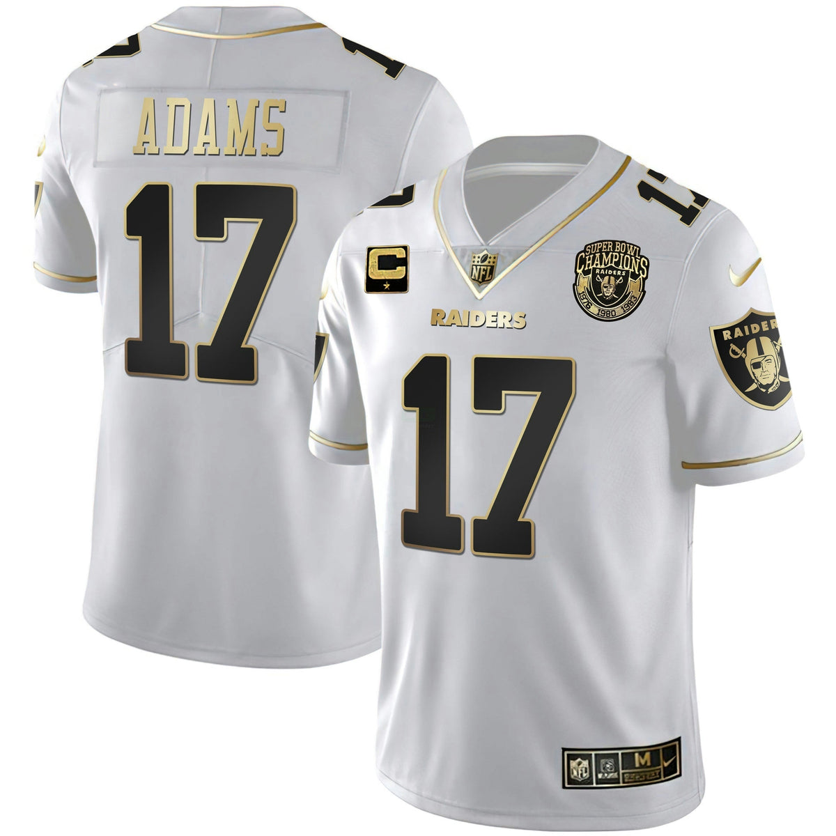 Jersey NFL Men’s 1976 – 1980 – 1983 Super Bowl Champions Patch White Gold and Black Gold