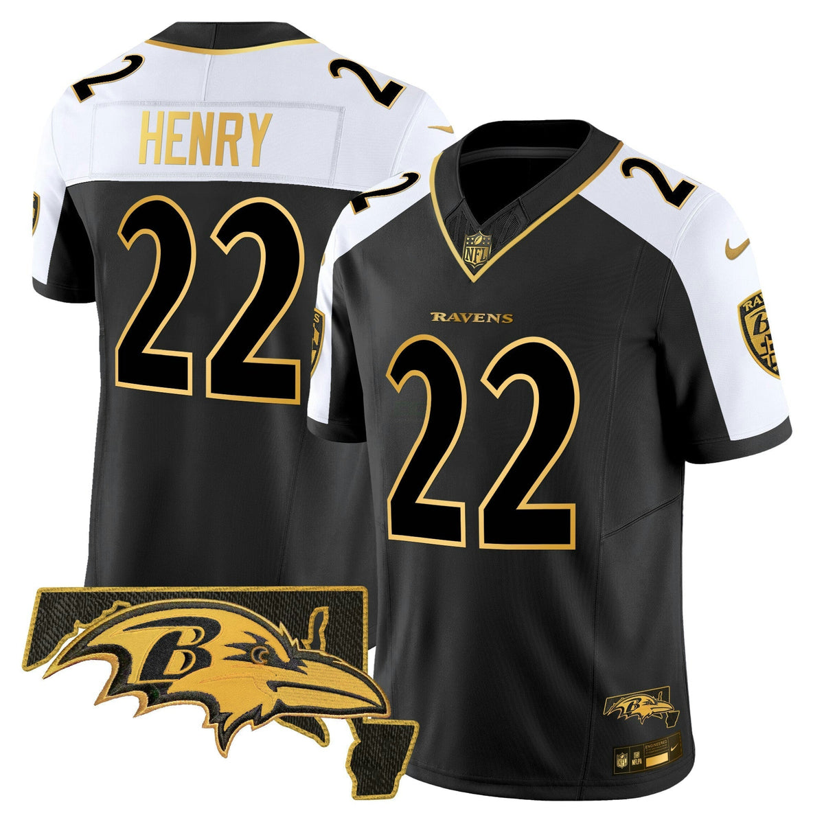 NFL Baltimore Ravens Men’s 2024 Gold Vapor Limited Jersey