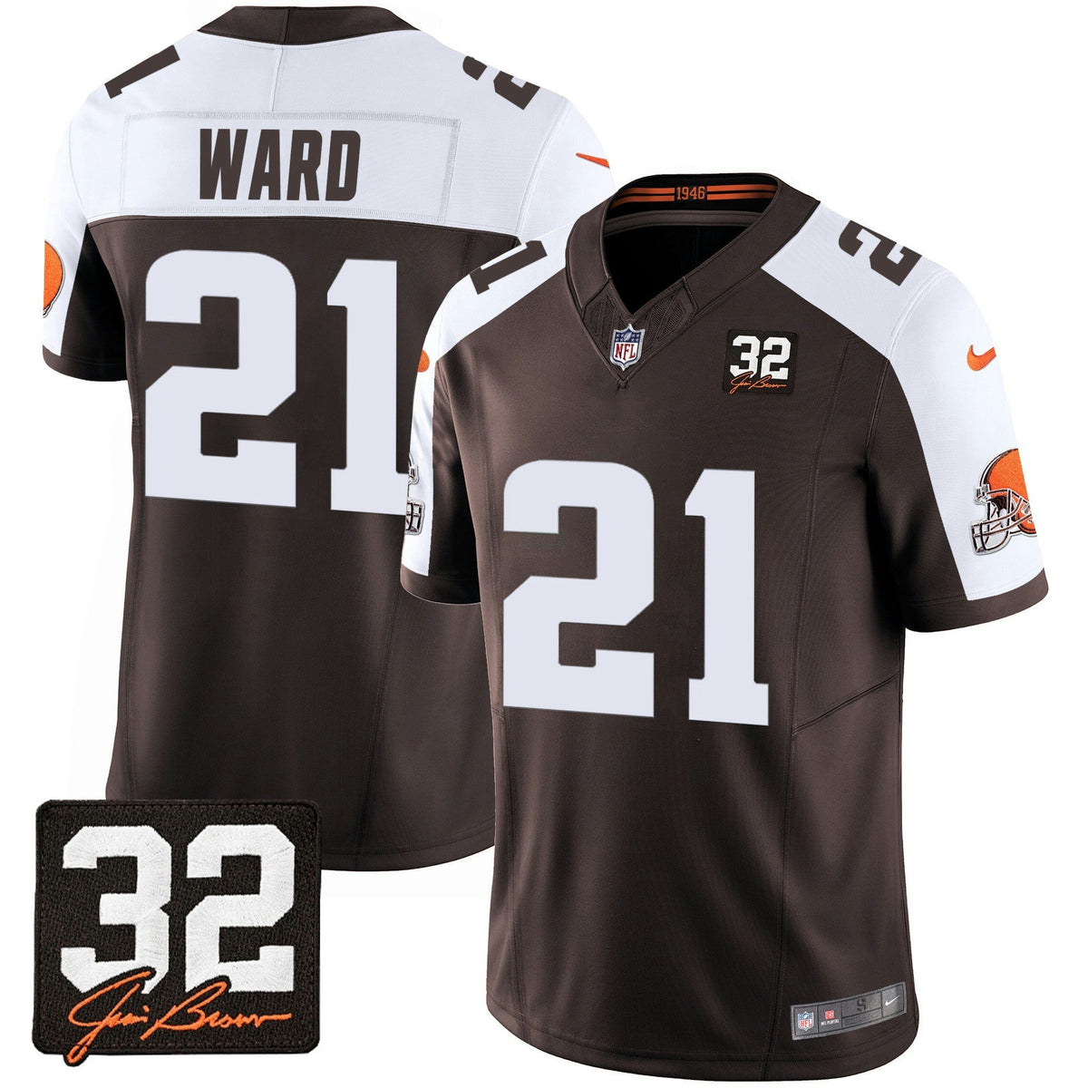 NFL Men’s #32 Jim Brown Memorial Patch Jersey