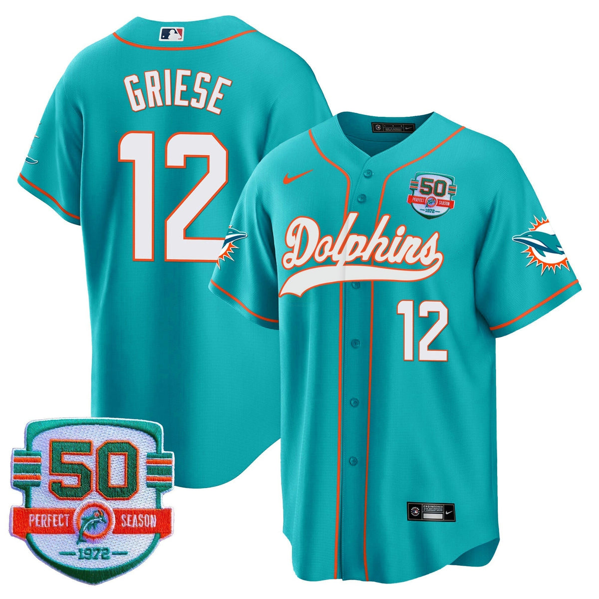 NFL Men’s 50th 1972 Perfect Season Patch Jersey