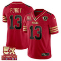 NFL Men’s 5x Super Bowl Patch Black Red Vapor Jersey – Stitched