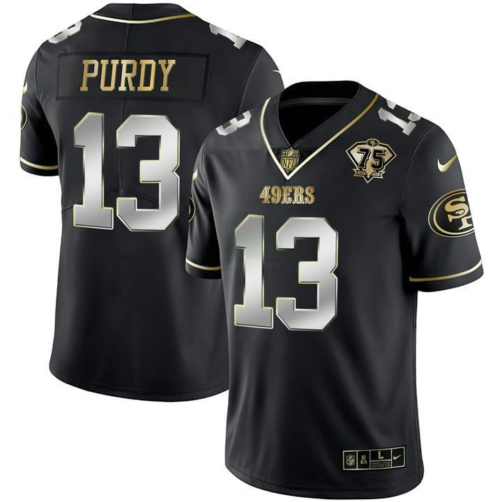 Jersey NFL Men’s 75th Anniversary Patch Vapor Black Red Gold Limited Edition