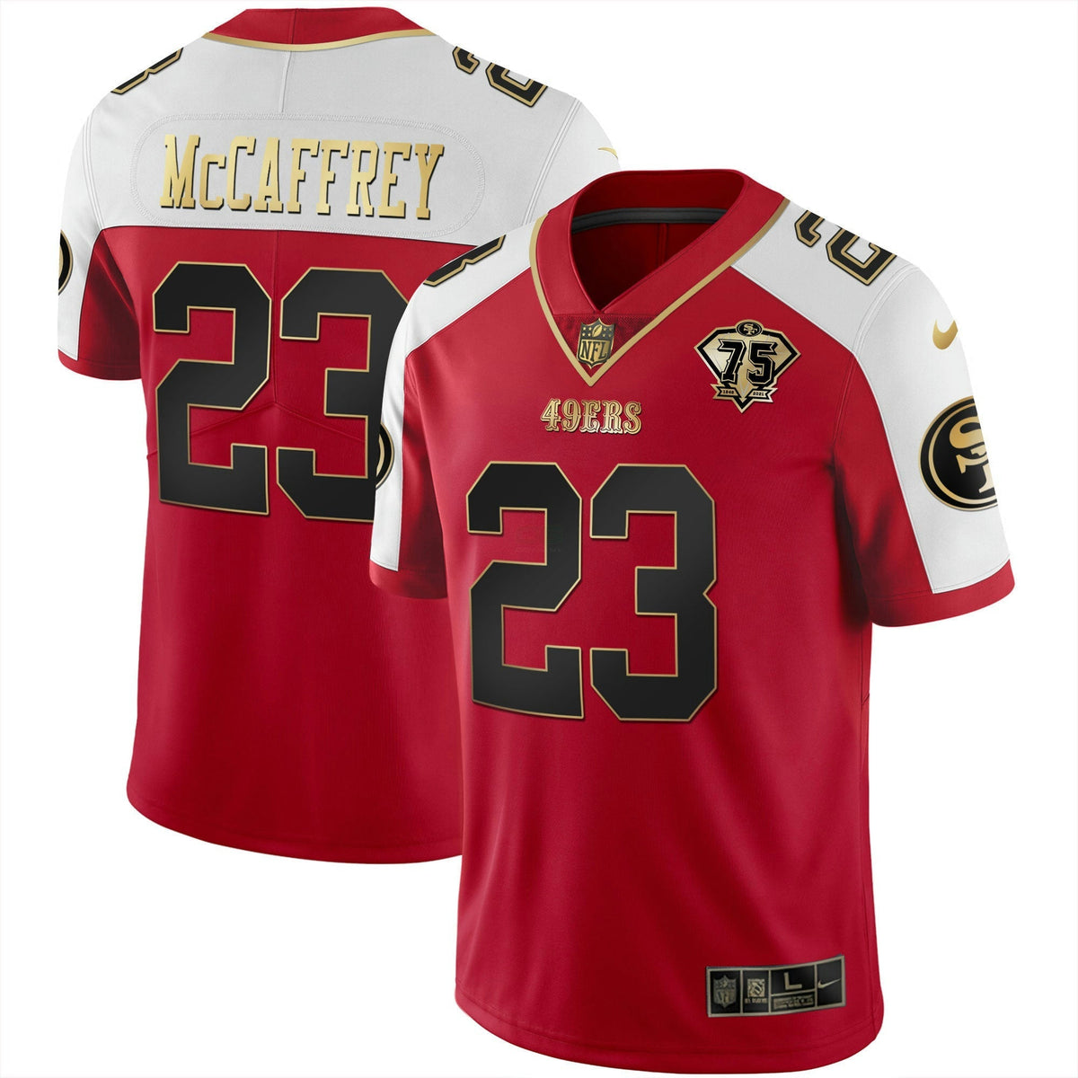 Jersey NFL Men’s 75th Anniversary Patch Vapor Black Red Gold Limited Edition