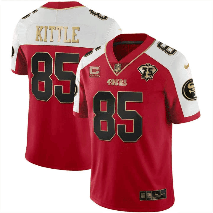 Jersey NFL Men’s 75th Anniversary Patch Vapor Black Red Gold Limited Edition