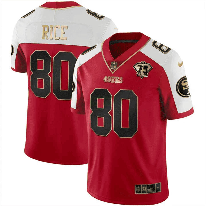 Jersey NFL Men’s 75th Anniversary Patch Vapor Black Red Gold Limited Edition