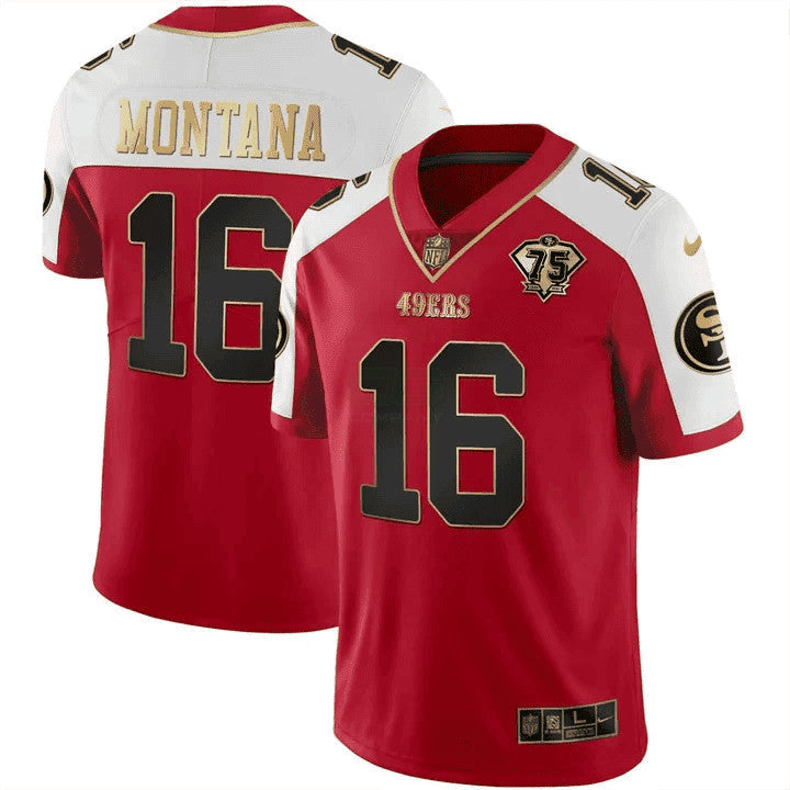 Jersey NFL Men’s 75th Anniversary Patch Vapor Black Red Gold Limited Edition