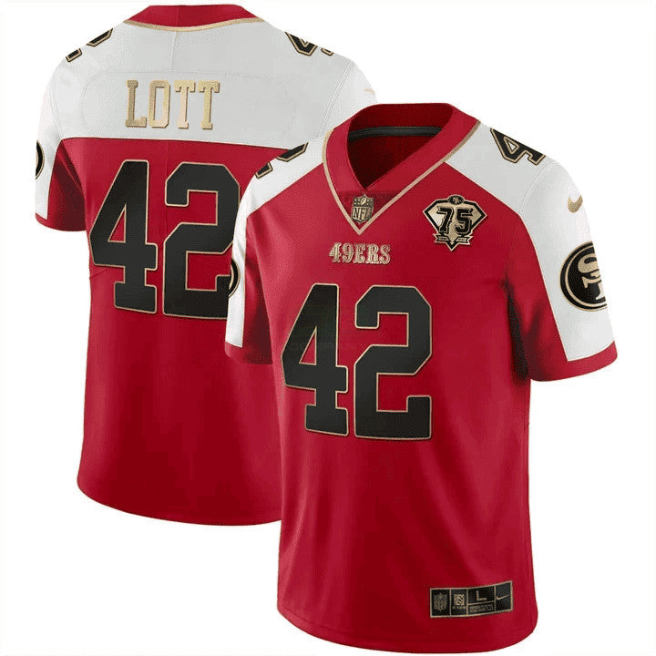 Jersey NFL Men’s 75th Anniversary Patch Vapor Black Red Gold Limited Edition