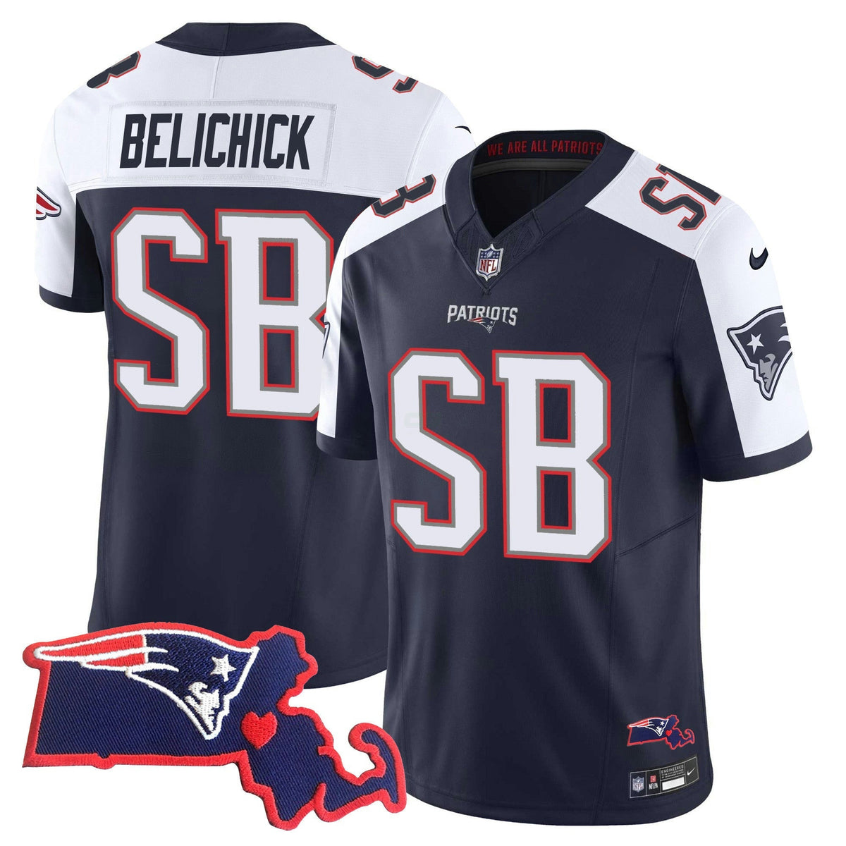 NFL Men’s Bill Belichick “SB 36, 38, 39, 49, 51 Champions” Vapor Jersey