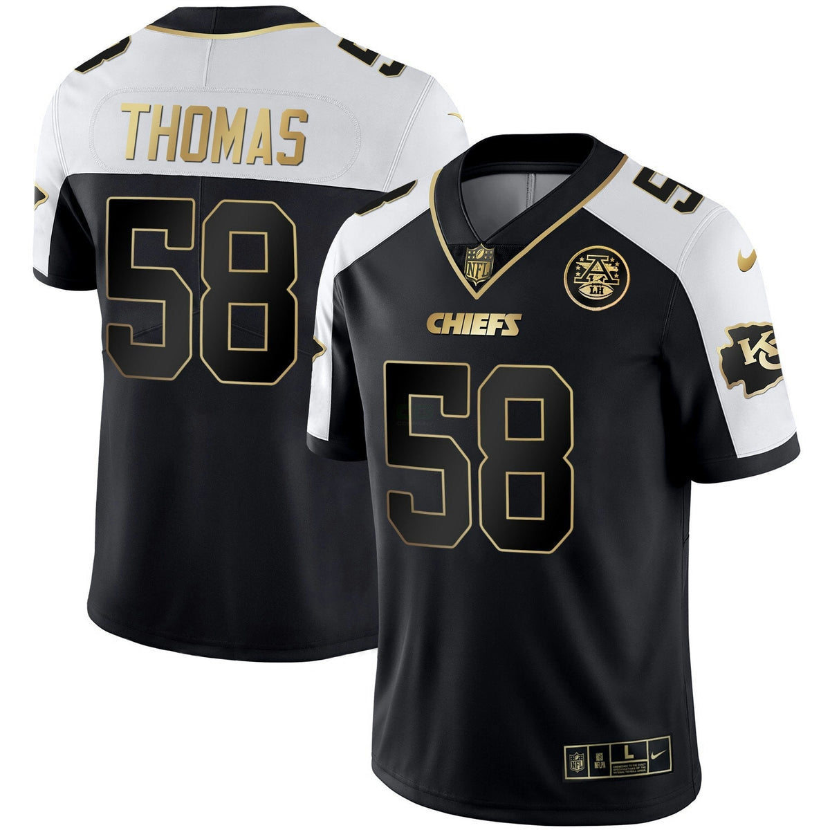 Jersey NFL Kansas City Chiefs Men’s White Gold & Black Gold