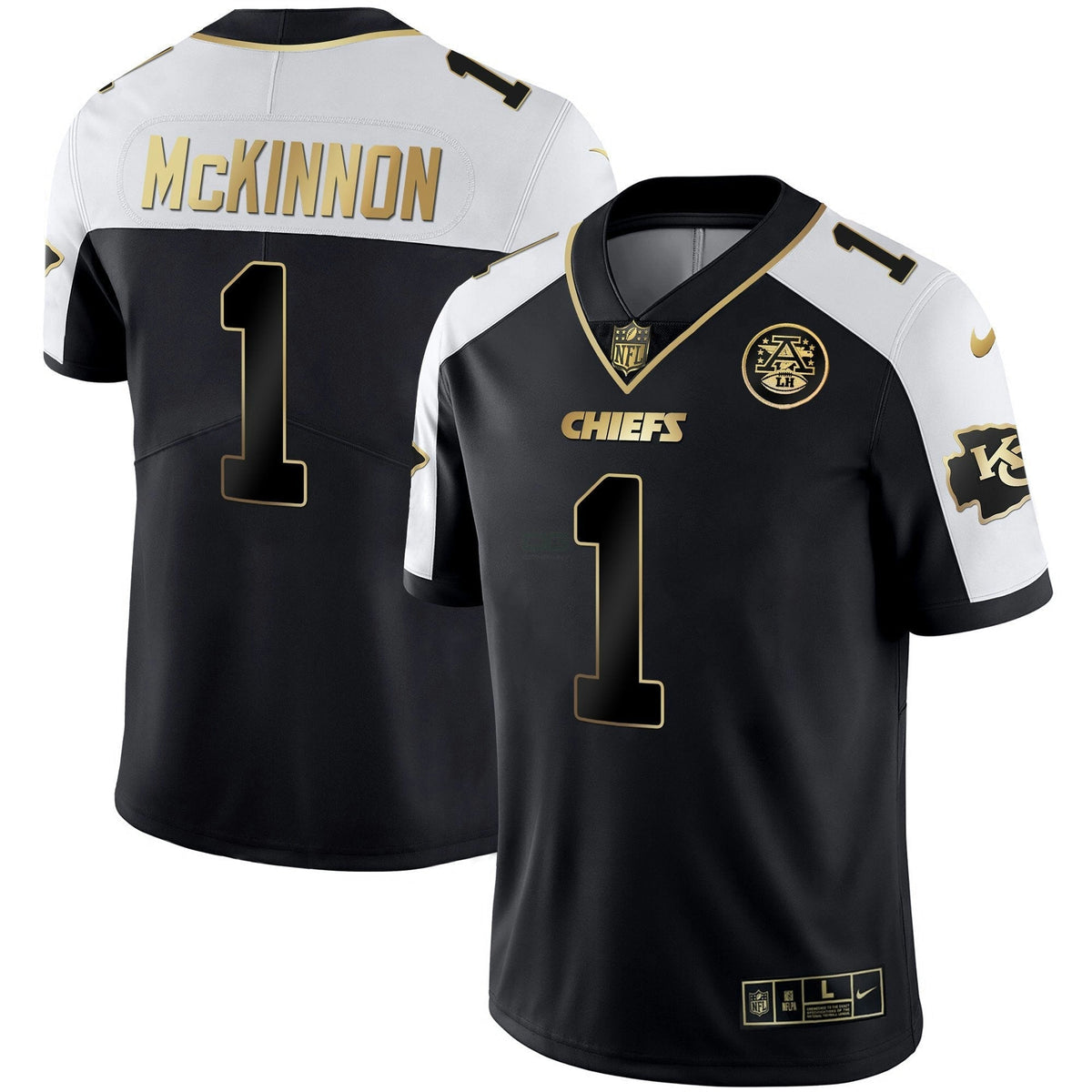 Jersey NFL Kansas City Chiefs Men’s White Gold & Black Gold