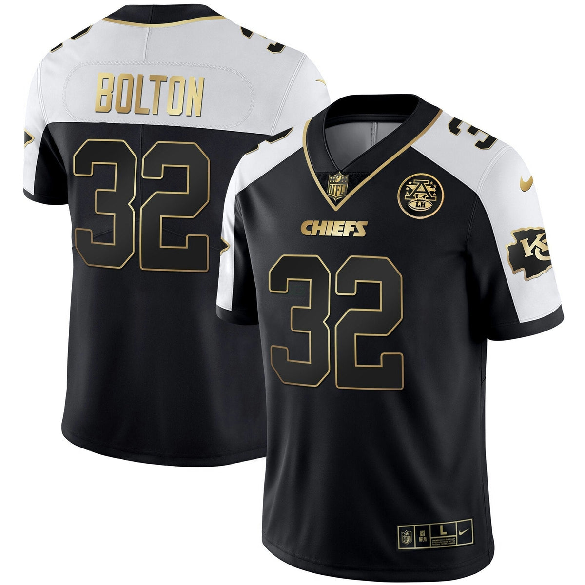 Jersey NFL Kansas City Chiefs Men’s White Gold & Black Gold