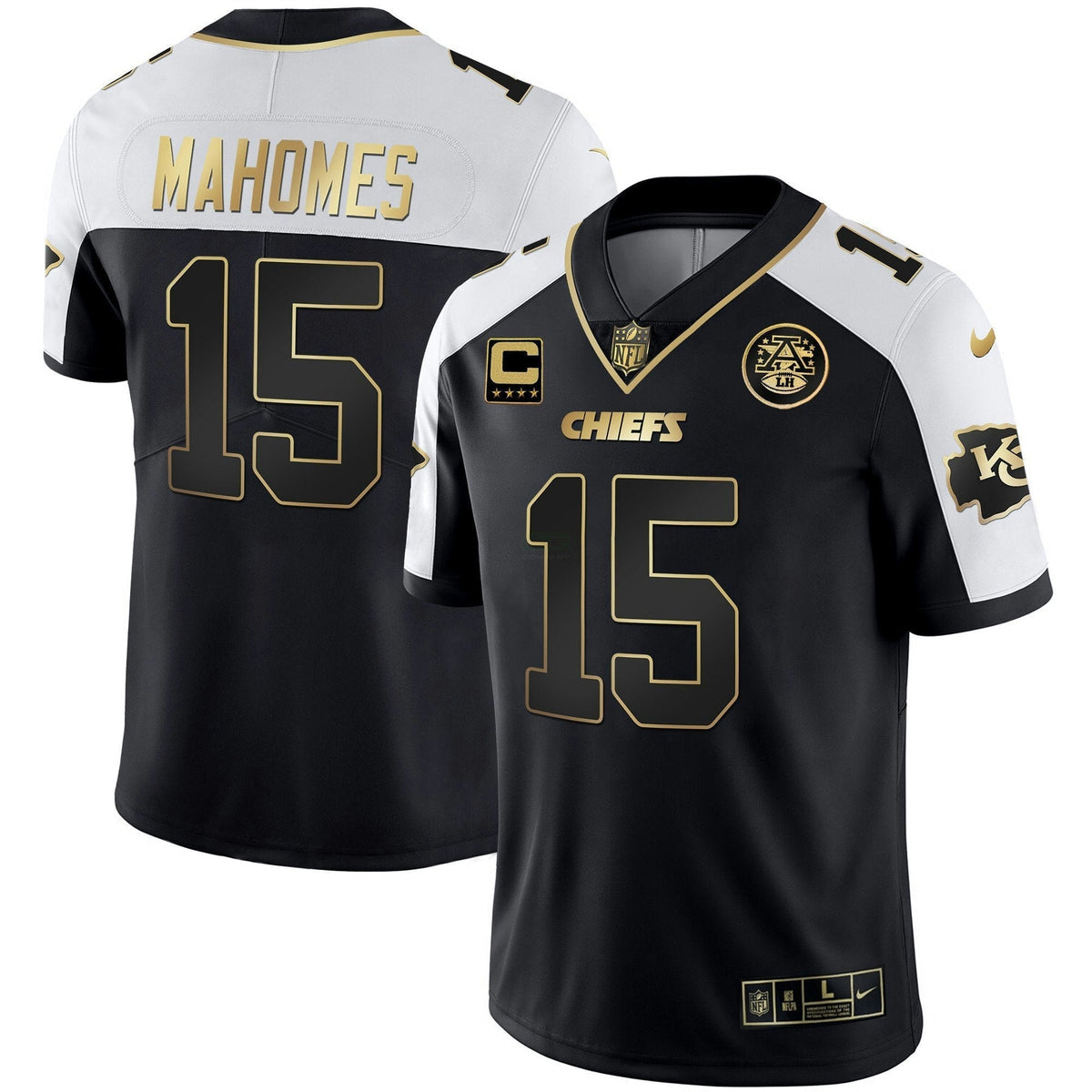 Jersey NFL Kansas City Chiefs Men’s White Gold & Black Gold