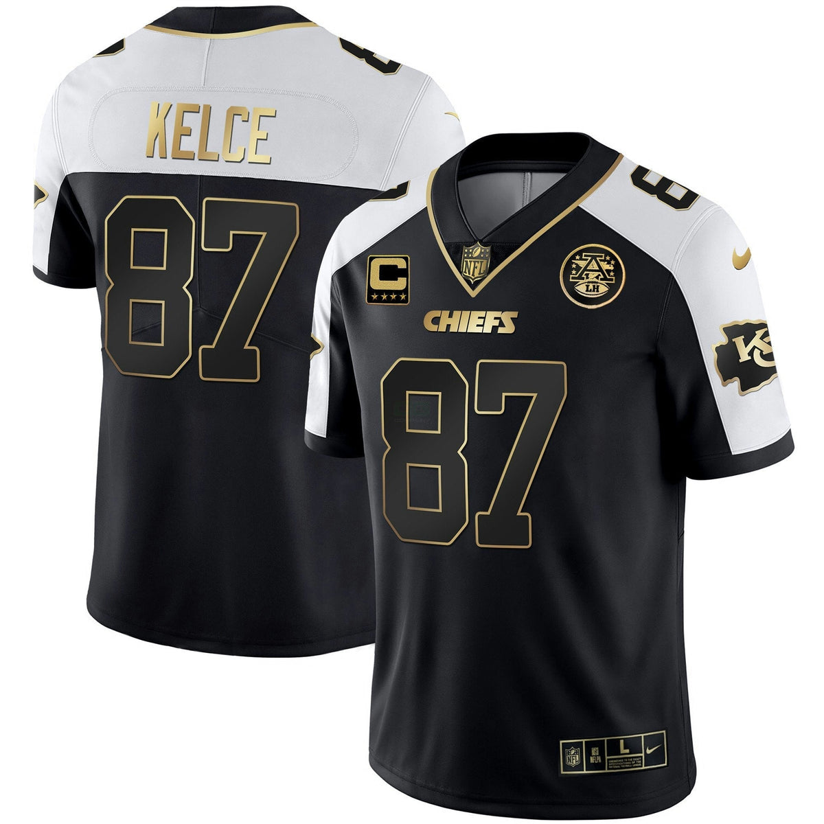 Jersey NFL Kansas City Chiefs Men’s White Gold & Black Gold