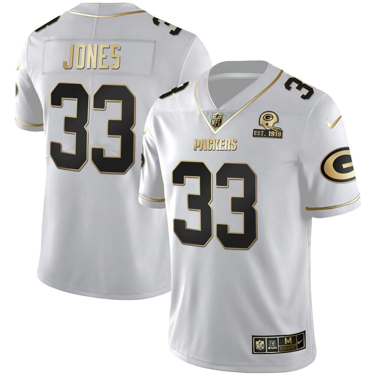 Jersey NFL Men’s White Gold & Black Gold Est 1919 Patch