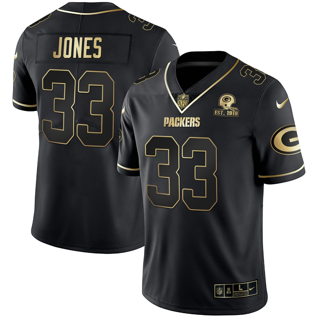 Jersey NFL Men’s White Gold & Black Gold Est 1919 Patch