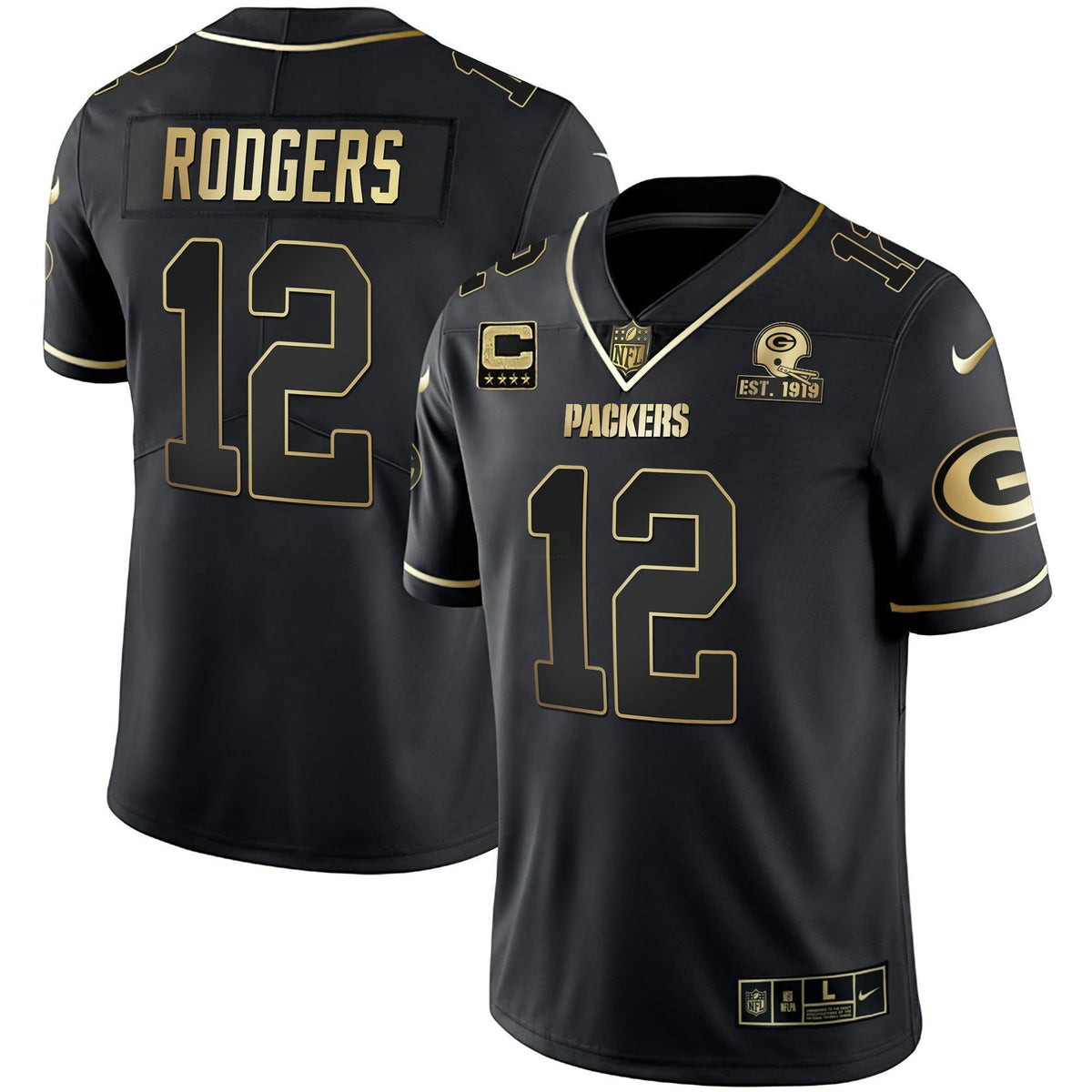 Jersey NFL Men’s White Gold & Black Gold Est 1919 Patch