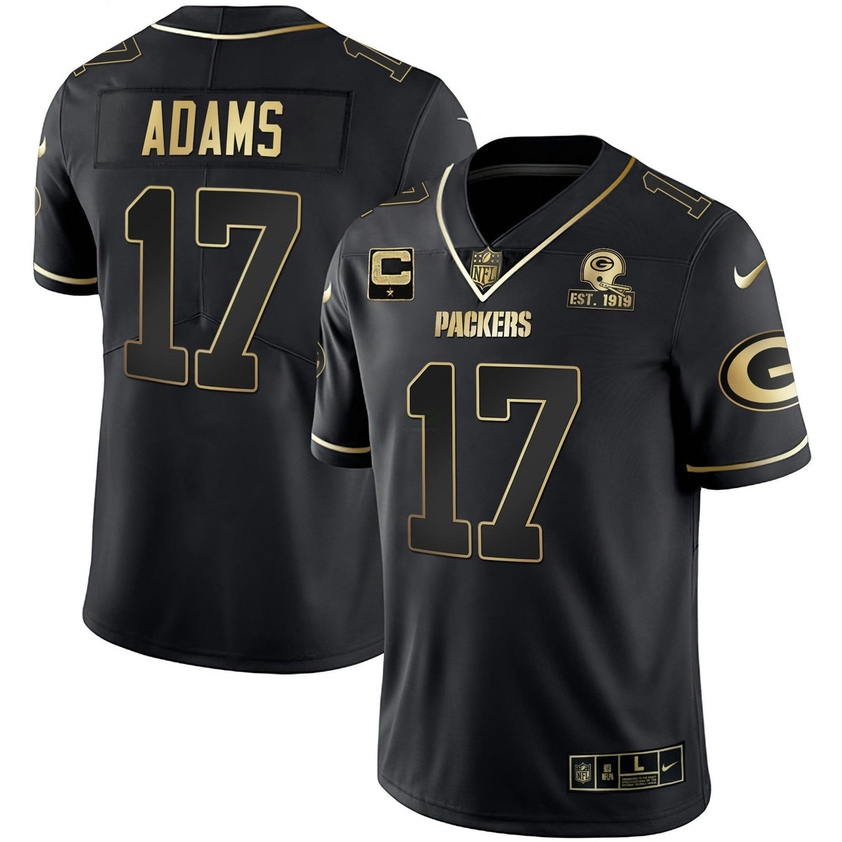 Jersey NFL Men’s White Gold & Black Gold Est 1919 Patch